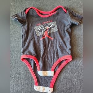 Nike Air Jordan Flight Black And Red Short Sleeve Bodysuit 3/6 Mo